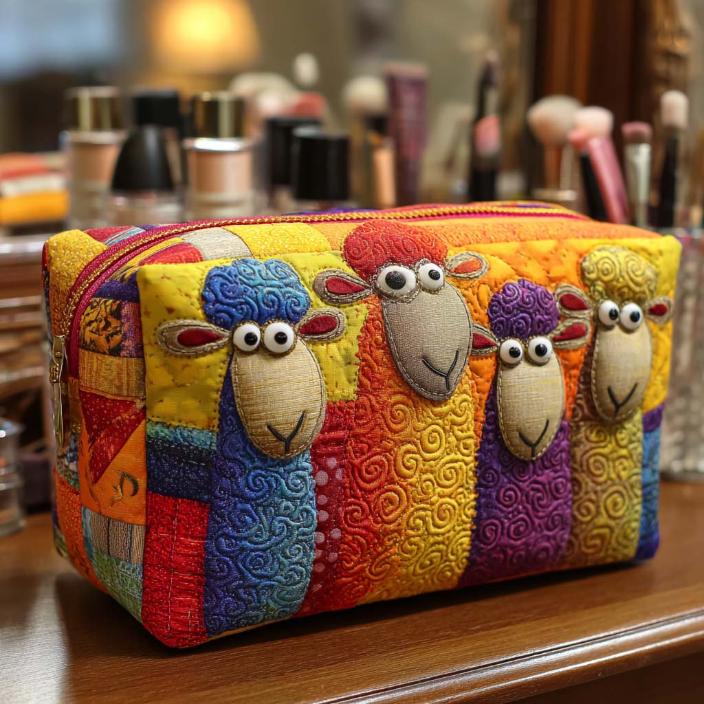 Beauty case trapuntato con fantasia colorata NCU0NT10383