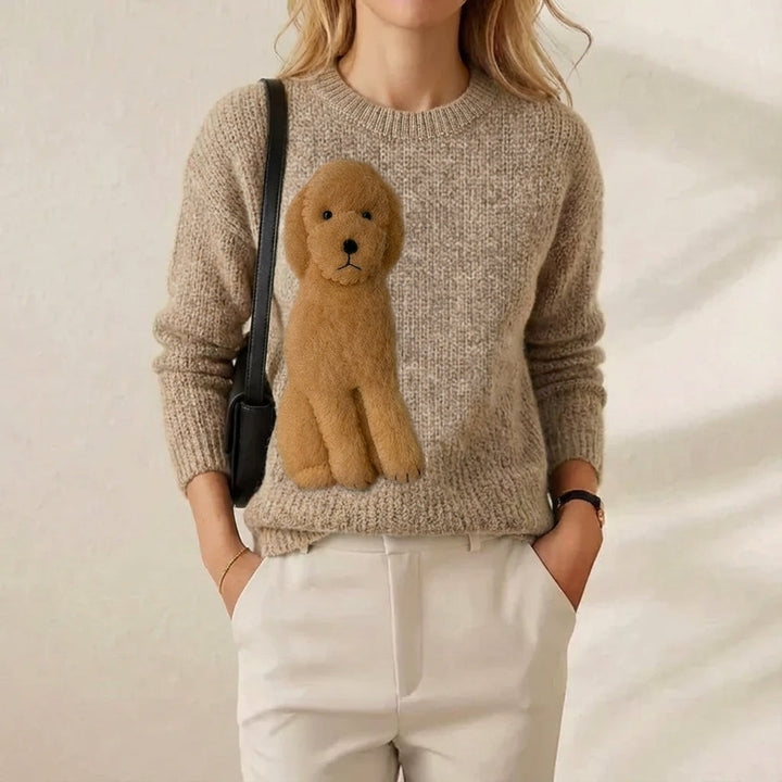 Valerie – Cream Jumper with Brown Poodle