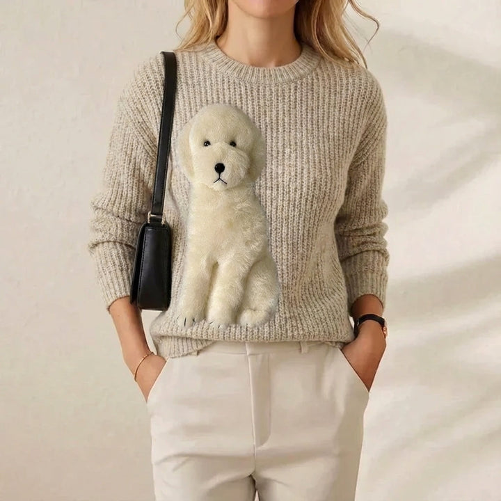 Ella – Cream Jumper with White Poodle