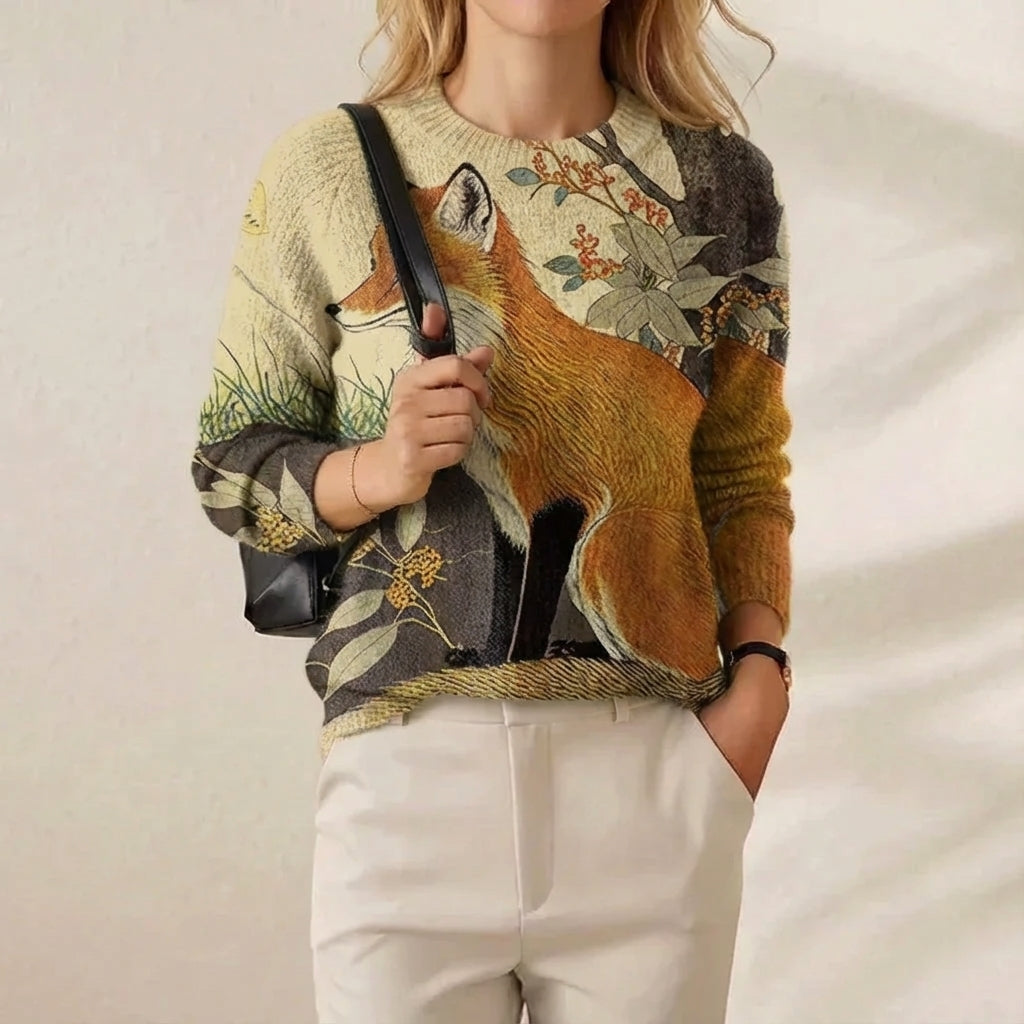 Poppy – Cream Jumper with Fox Design