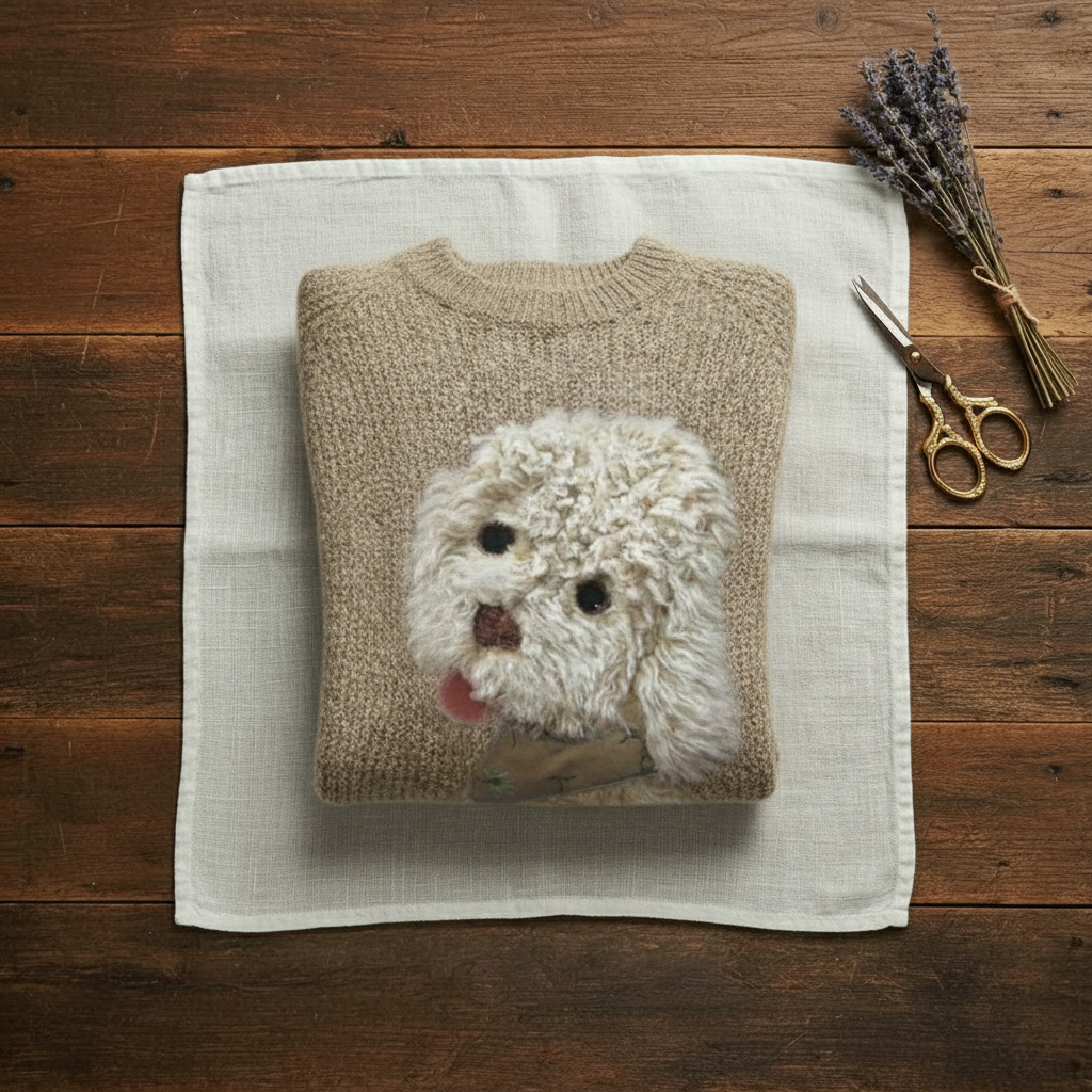 Claire – Cream Jumper with Poodle