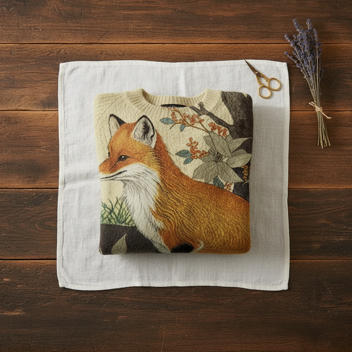 Poppy – Cream Jumper with Fox Design
