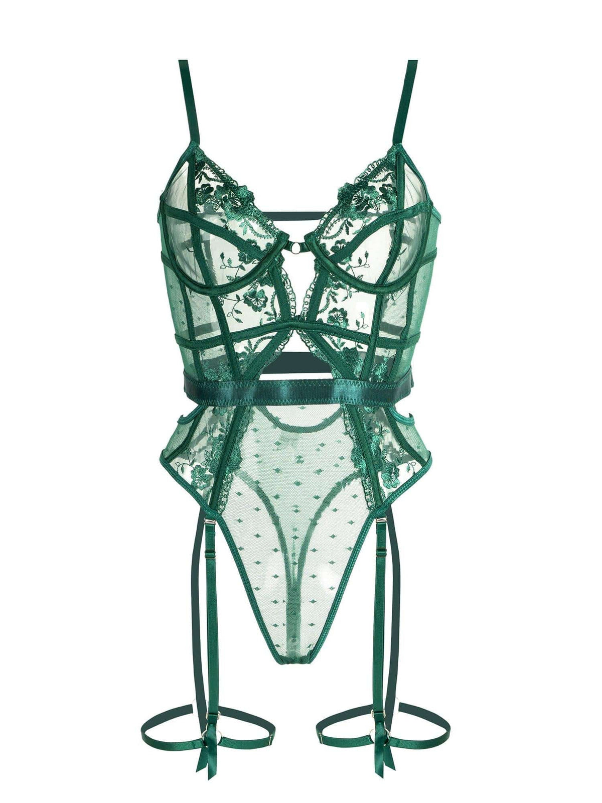 Melody - Groene Kanten Body lingerie met Beugel
