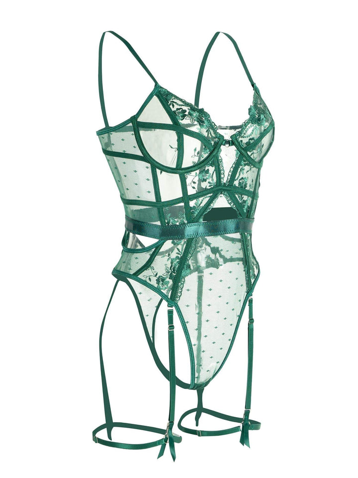 Melody - Groene Kanten Body lingerie met Beugel