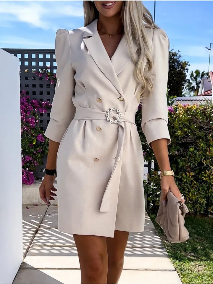 MARCELLINE | ELEGANT PRINTED COLLAR MIDI DRESS