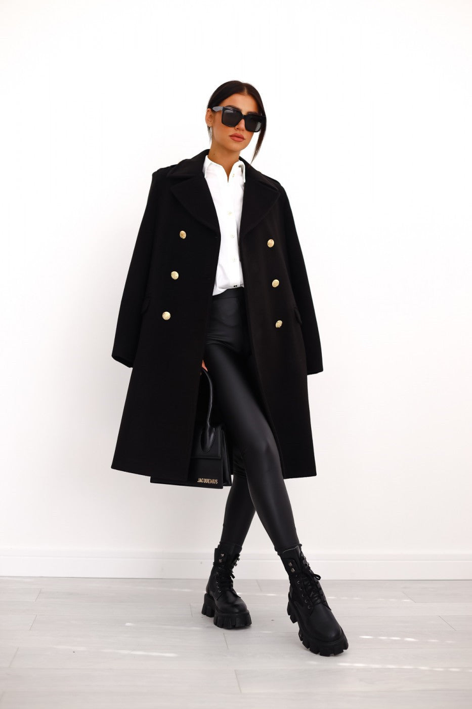 Women's Long Wool Blend Button Coat