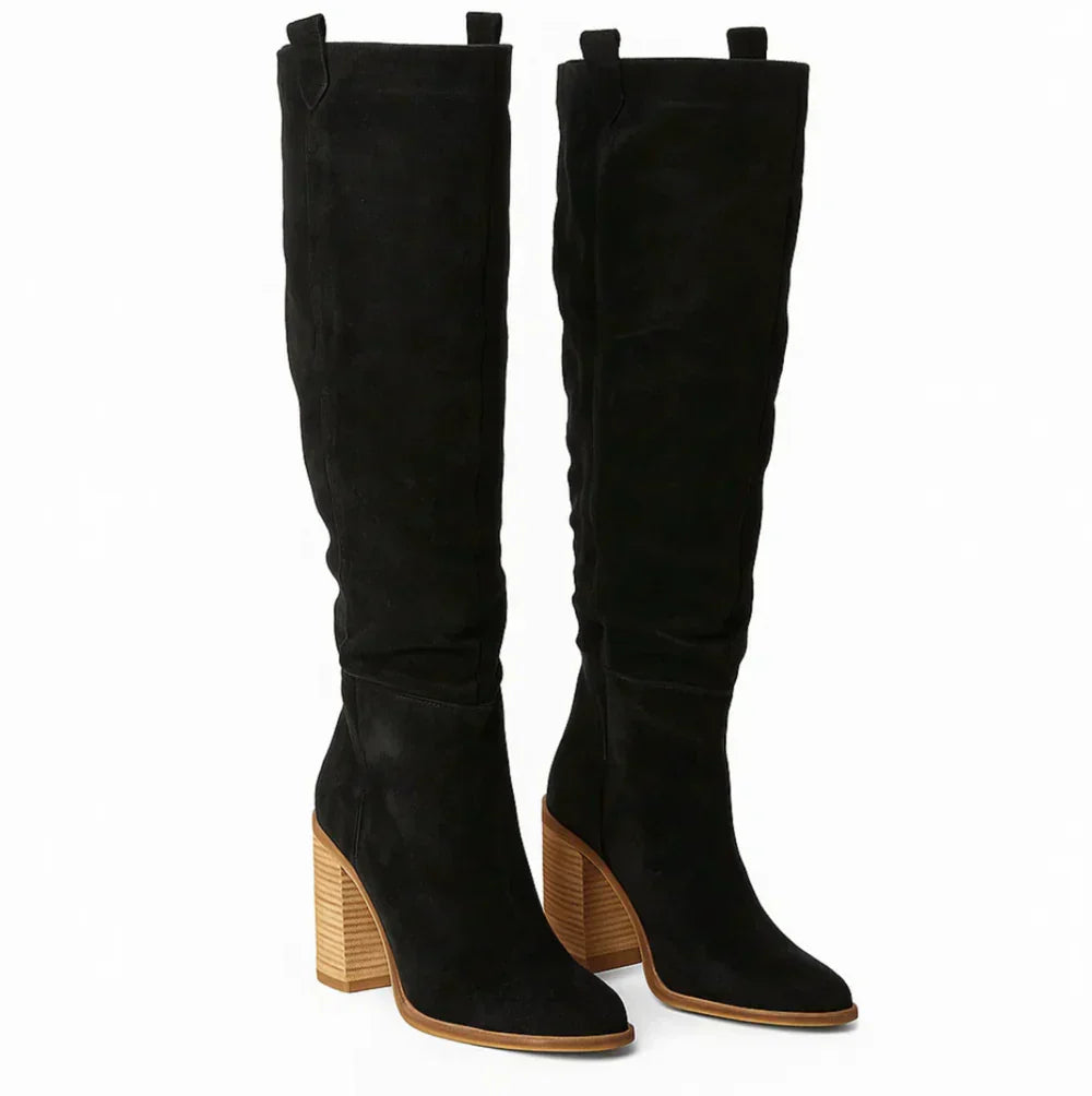 SUEVIRA™ | SUEDE BLOCK HEEL BOOTS