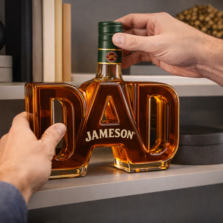 קנקן ויסקי בצורת המילה DAD