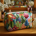 Beauty case trapuntato con piante succulente NCU0PT9631