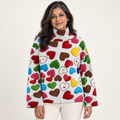Aurora artistic knit jumper on a mature model