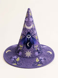 Purple Moon Mystic Celestial Handcrafted Quilted Witch Hat