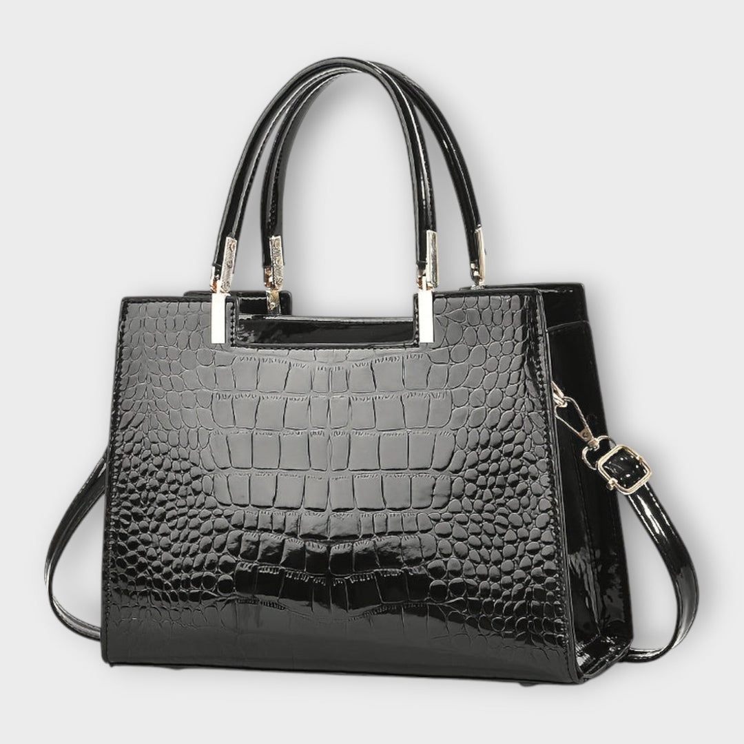 Maison Verdelle - Handtas met glanzend krokodillenleerpatroon