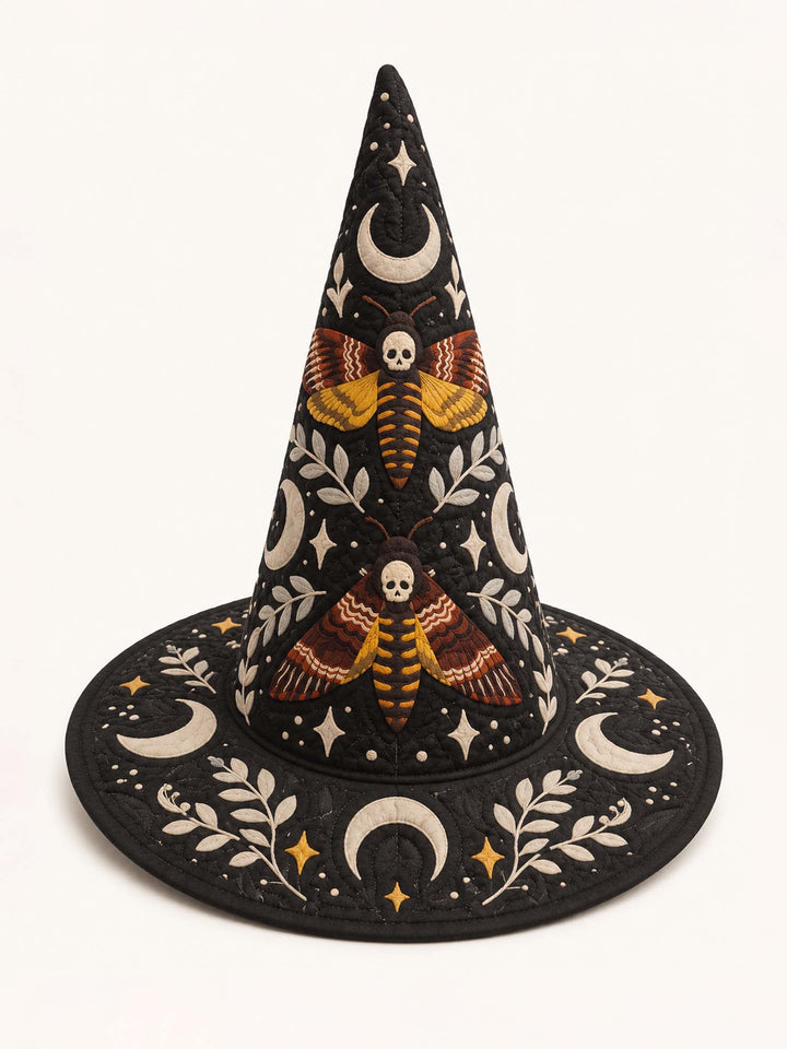 Death Moth Moonlight Gothic Handcrafted Quilted Witch Hat