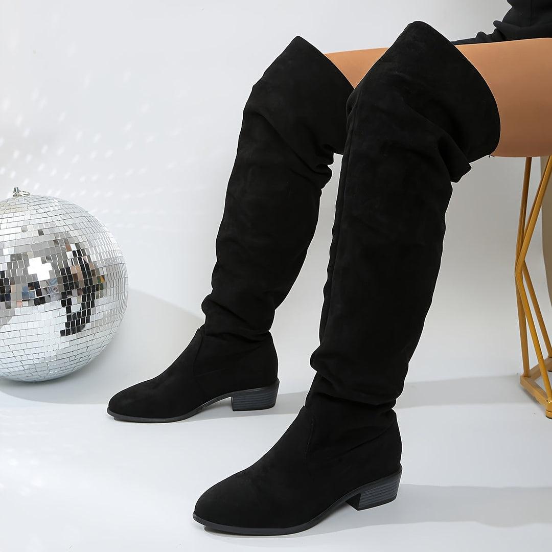 IONE | FASHIONABLE OVER-THE-KNEE BOOTS WITH STACKED HEEL