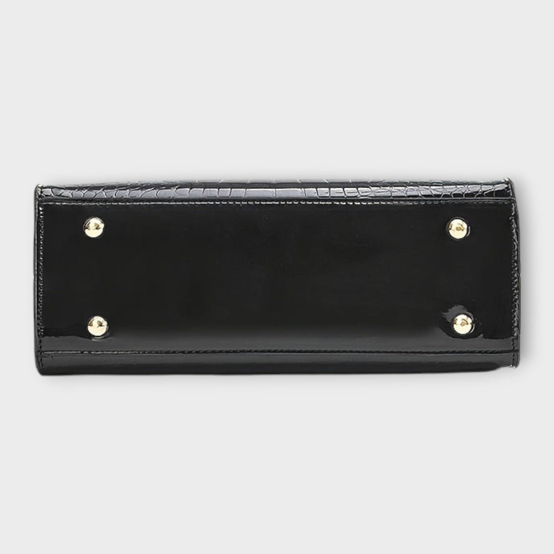 Maison Verdelle - Handtas met glanzend krokodillenleerpatroon
