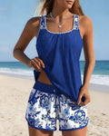 Marie™ | Geprinte Tankini Top en Shorts Twee-delige Set