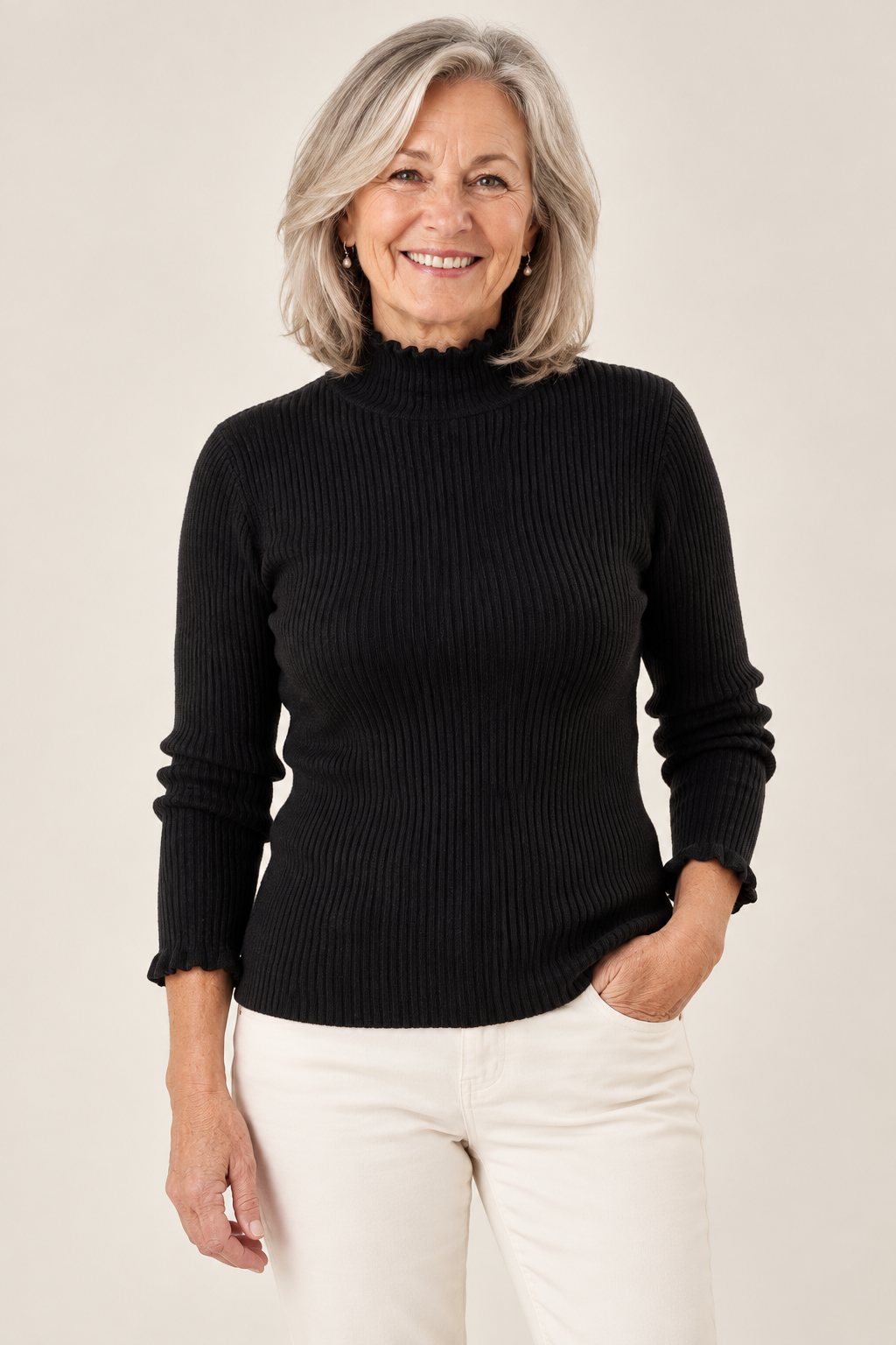 Geraldine – Elegantly Designed Jumper on a mature model