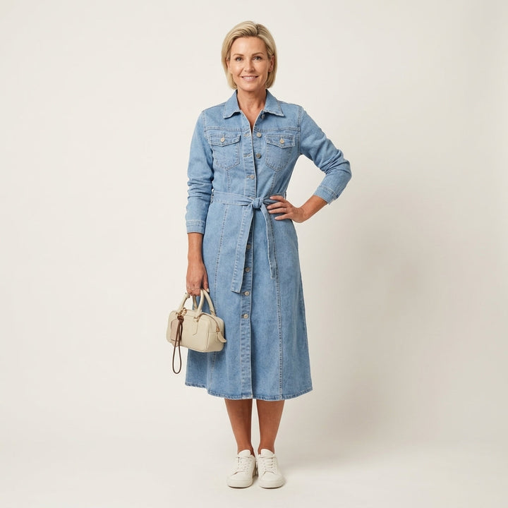 Maribell | Maxi Denim Dress with Long Sleeves