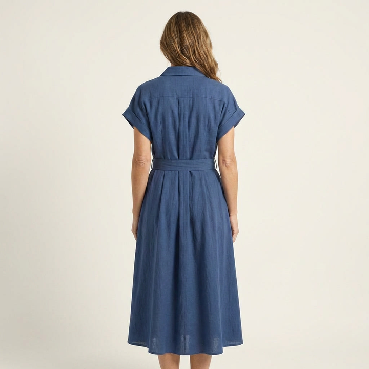 Melody | Midi Denim Button-Up Dress with Belt
