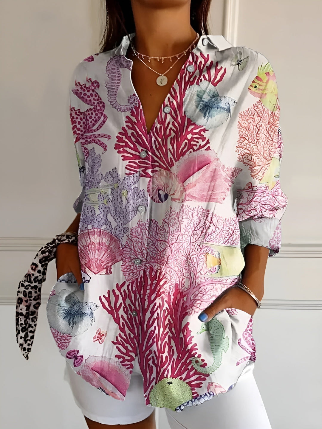 Mira™ | Dames Blouse met Bloemenprint en Knoopsluiting