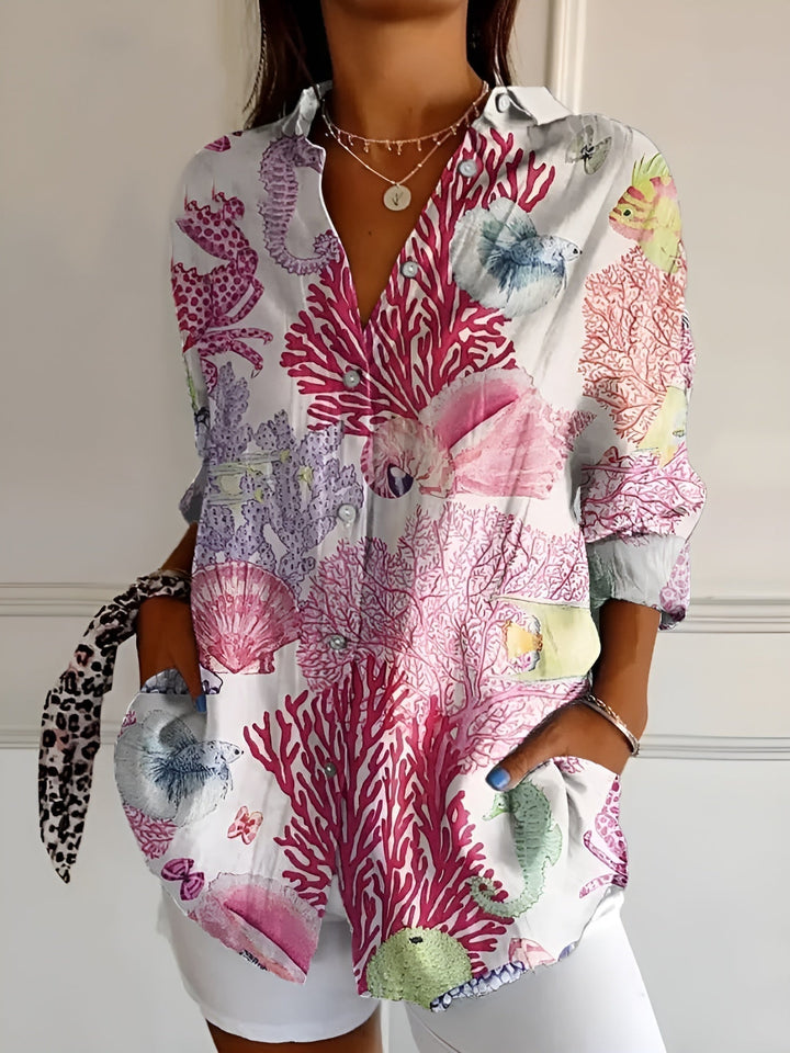Mira™ | Dames Blouse met Bloemenprint en Knoopsluiting