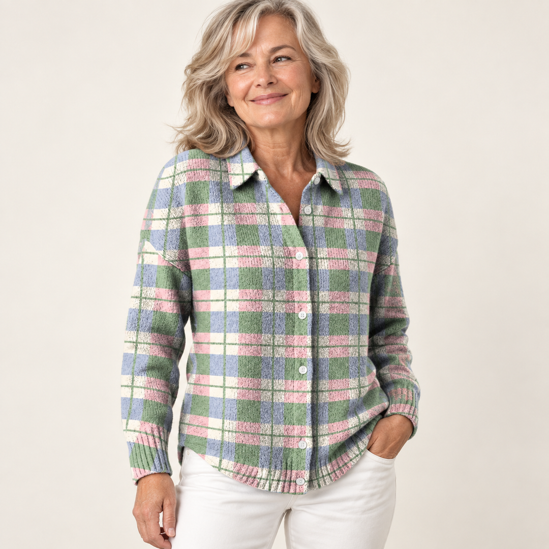 LENORA blouse — clean studio context on mature model