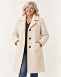 Women's Long Teddy Coat — senior model — clean front
