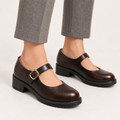 Marta dark brown Mary Jane shoes worn, product-focused main view