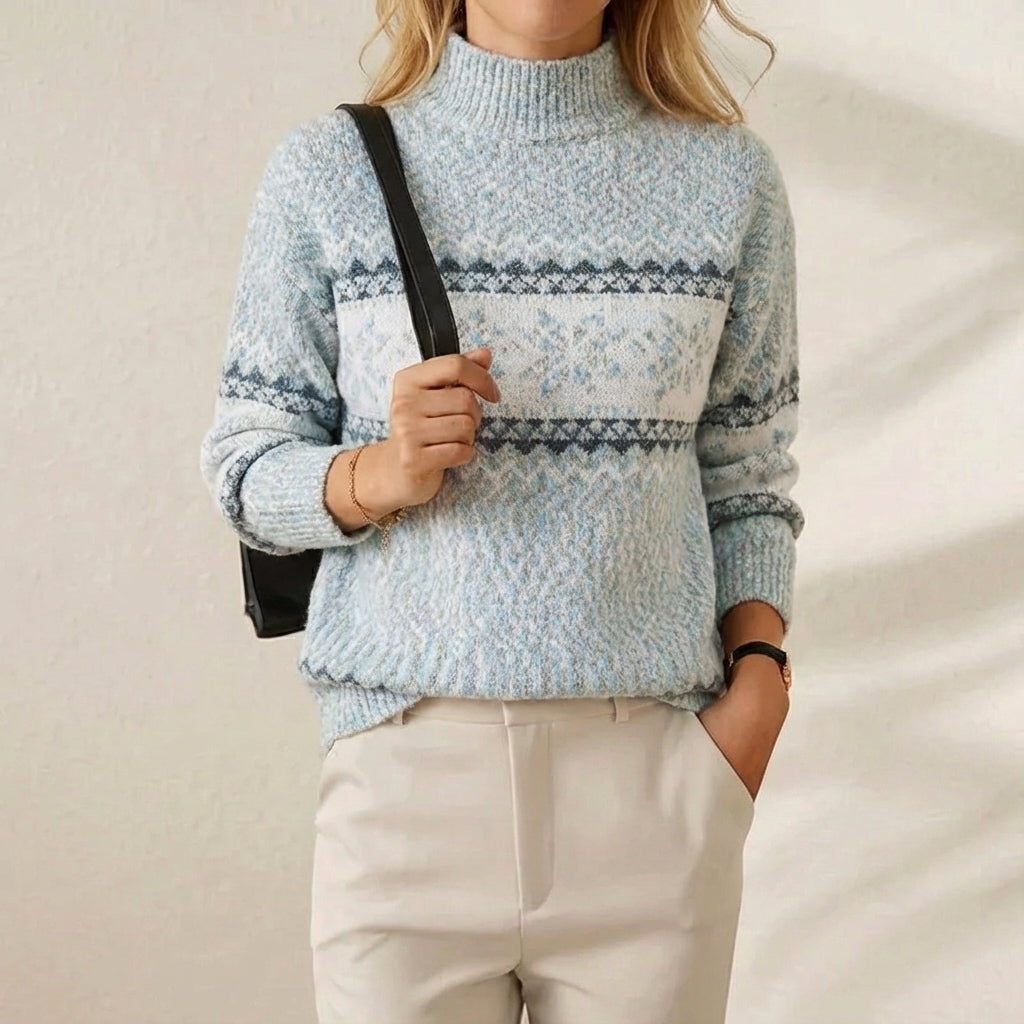 Rita – Fair Isle Mock Neck Knit Jumper