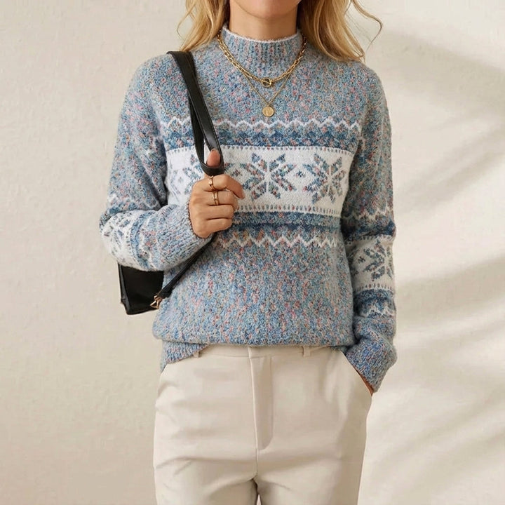 Rita – Fair Isle Mock Neck Knit Jumper