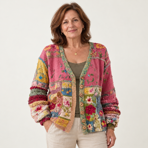 Marvelia | Floral Patchwork Knit Cardigan