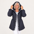 Women's lightweight hooded trench coat — front