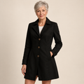 Classic Button Trench Coat – Black – front