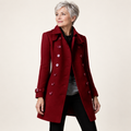 Fitted Double Breasted Coat – Burgundy – front