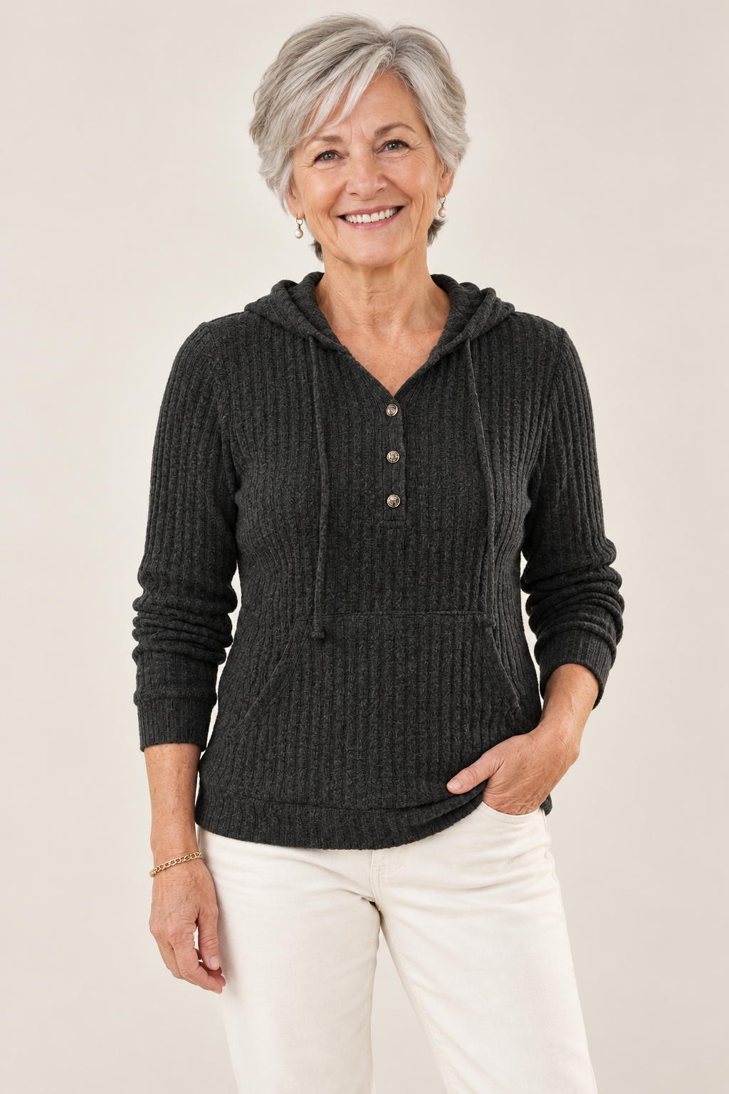 Hayley – Timeless Vintage Style Jumper on a mature model