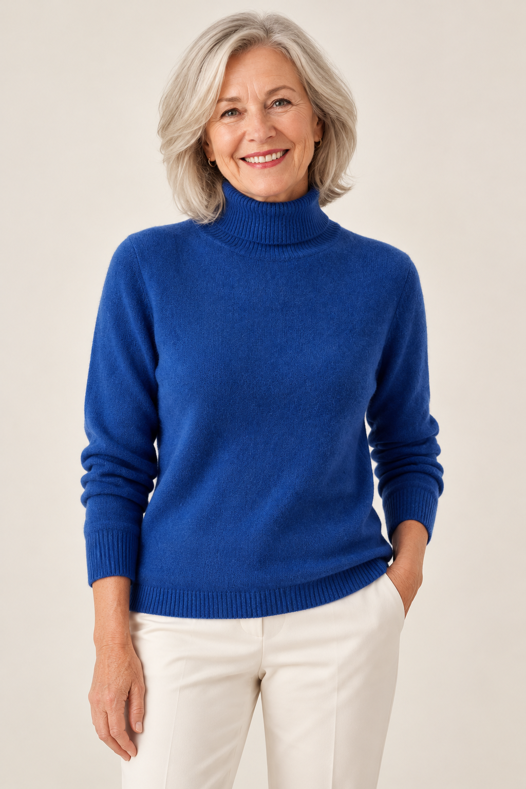 Lois – Turtleneck Jumper on a mature model