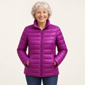 Ulla transitional padded jacket in Purple worn by a mature woman, front view