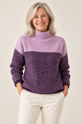 Marissa – Chevron Colourblock Turtleneck Jumper on a mature model