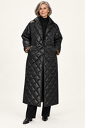 Women's Reversible Quilted Coat — full front on model